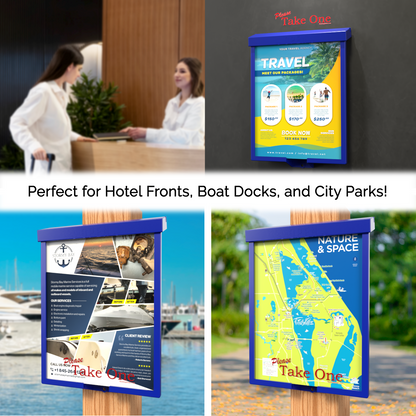 8.5"W x 11"H Outdoor Flyer Holder Wall Mount Brochure Box with Lid