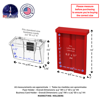 8.5"W x 11"H Outdoor Flyer Holder Wall Brochure Box with Card Bin