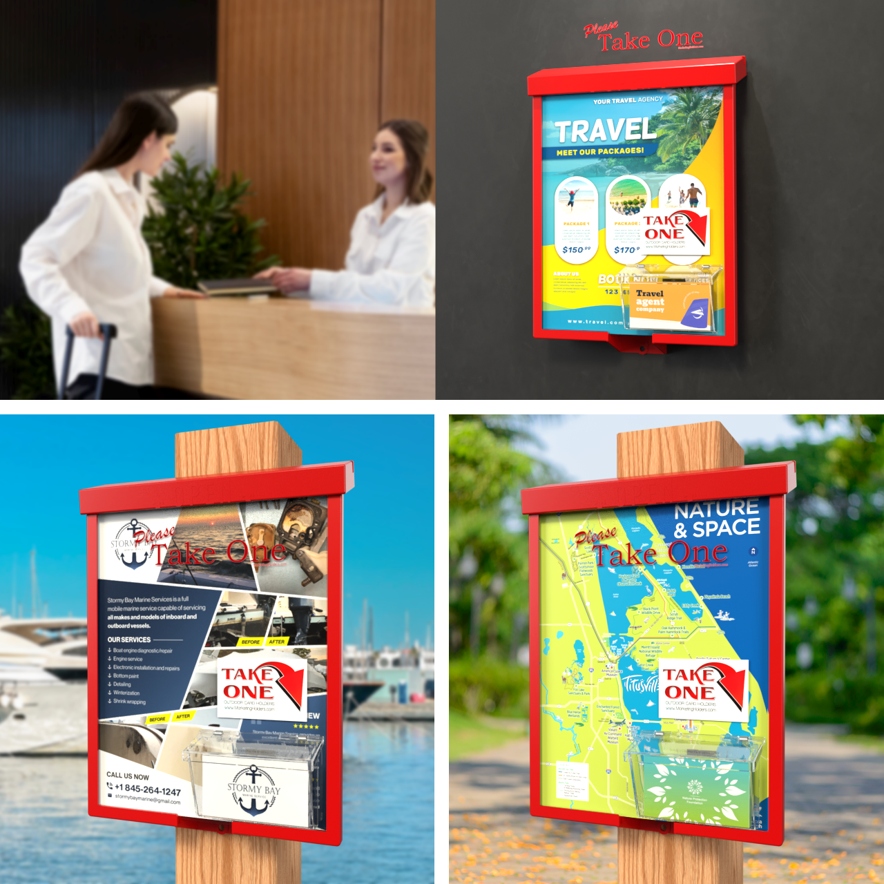 8.5"W x 11"H Outdoor Flyer Holder Wall Brochure Box with Card Bin