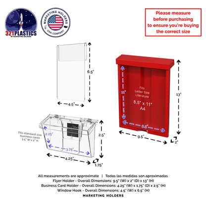 8.5"W x 11"H Outdoor Window Hook Catalog Holder with Card Box