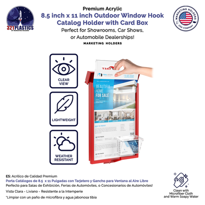8.5"W x 11"H Outdoor Window Hook Catalog Holder with Card Box