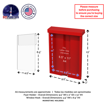 8.5"W x 11"H Outdoor Window Hook Catalog Holder Brochure Box