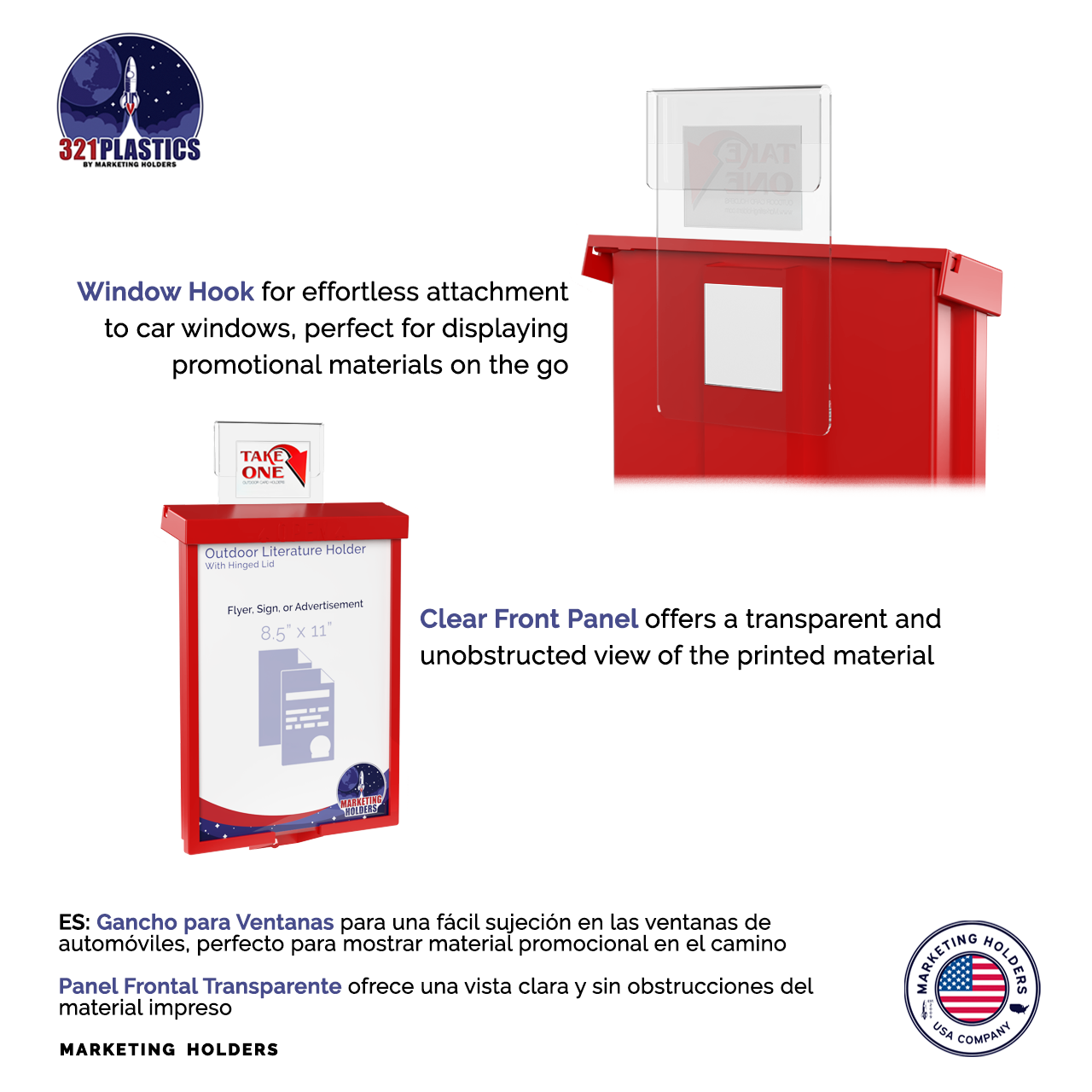 8.5"W x 11"H Outdoor Window Hook Catalog Holder Brochure Box