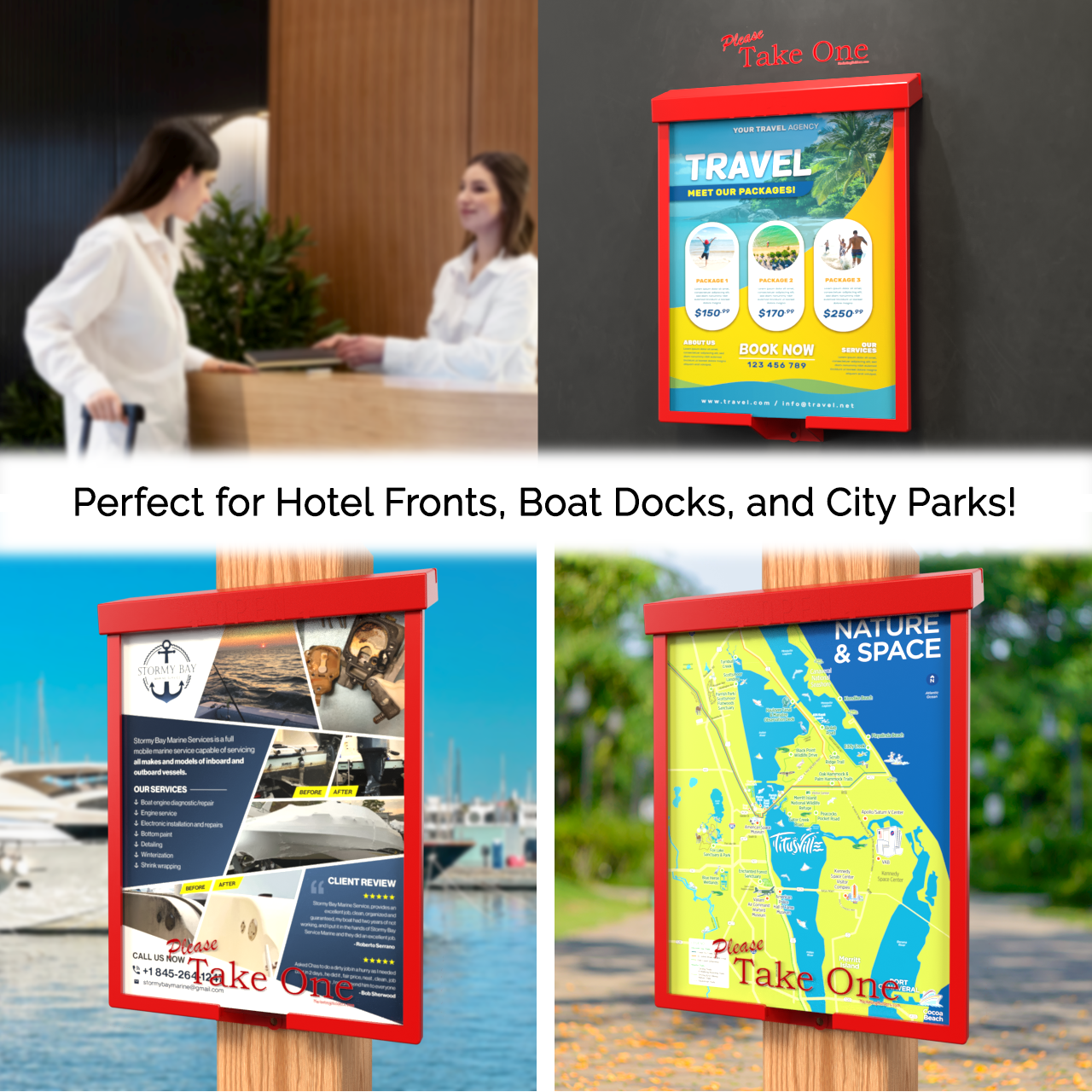 8.5"W x 11"H Outdoor Flyer Holder Wall Mount Brochure Box with Lid