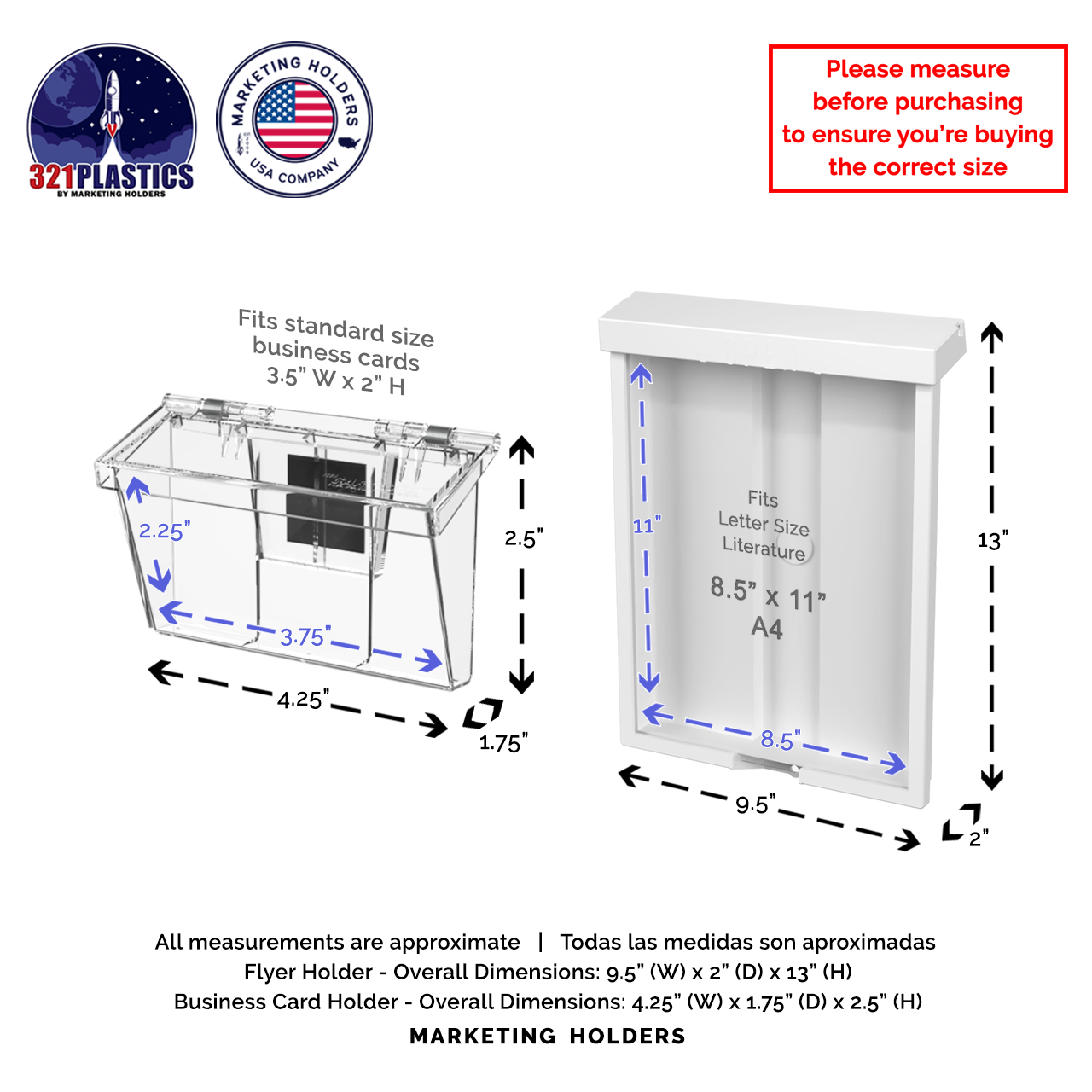 8.5"W x 11"H Outdoor Flyer Holder Wall Brochure Box with Card Bin
