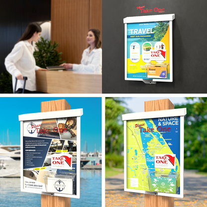 8.5"W x 11"H Outdoor Flyer Holder Wall Brochure Box with Card Bin