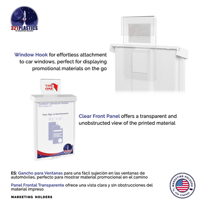 8.5"W x 11"H Outdoor Window Hook Catalog Holder Brochure Box