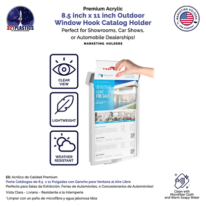 8.5"W x 11"H Outdoor Window Hook Catalog Holder Brochure Box