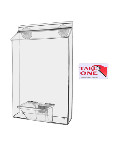 8.5"W x 11"H Suction Cup Outdoor Flyer Holder with Card Box