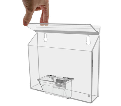 9"W x 6"H Outdoor Bifold Holder Wall Brochure Bin with Card Box