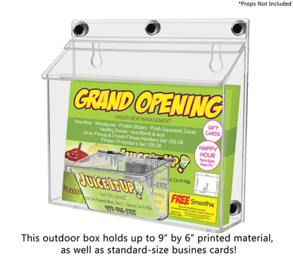 9"W x 6"H Magnetic Outdoor Bifold Brochure Holder with Card Box
