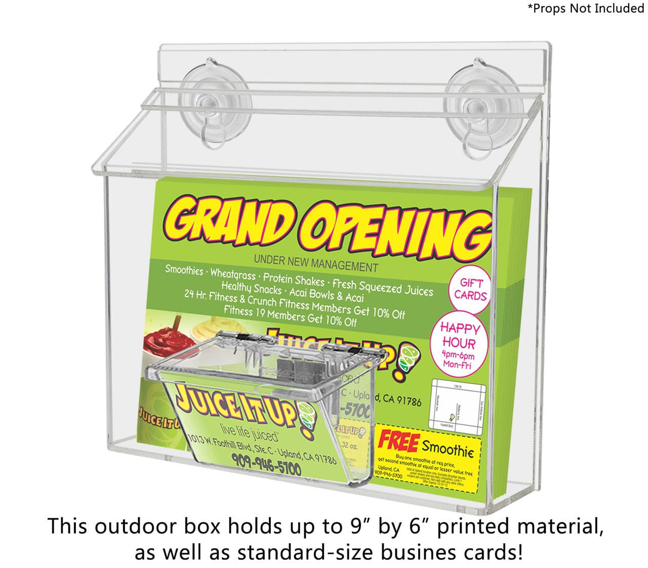 9"W x 6"H Suction Cup Outdoor Booklet Holder with Card Box