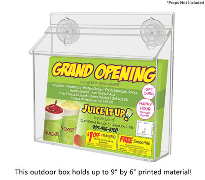 9"W x 6"H Suction Cup Outdoor Booklet Holder Window Mount