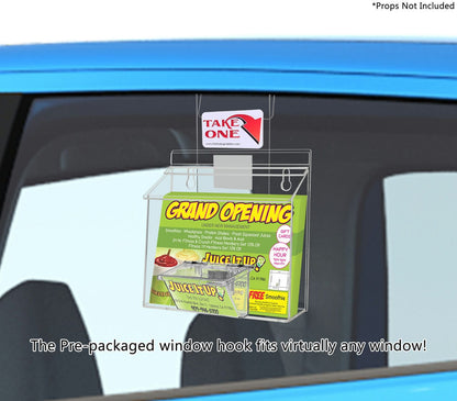 9"W x 6"H Outdoor Window Hook Brochure Holder with Card Box