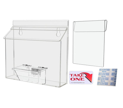 9"W x 6"H Outdoor Window Hook Brochure Holder with Card Box