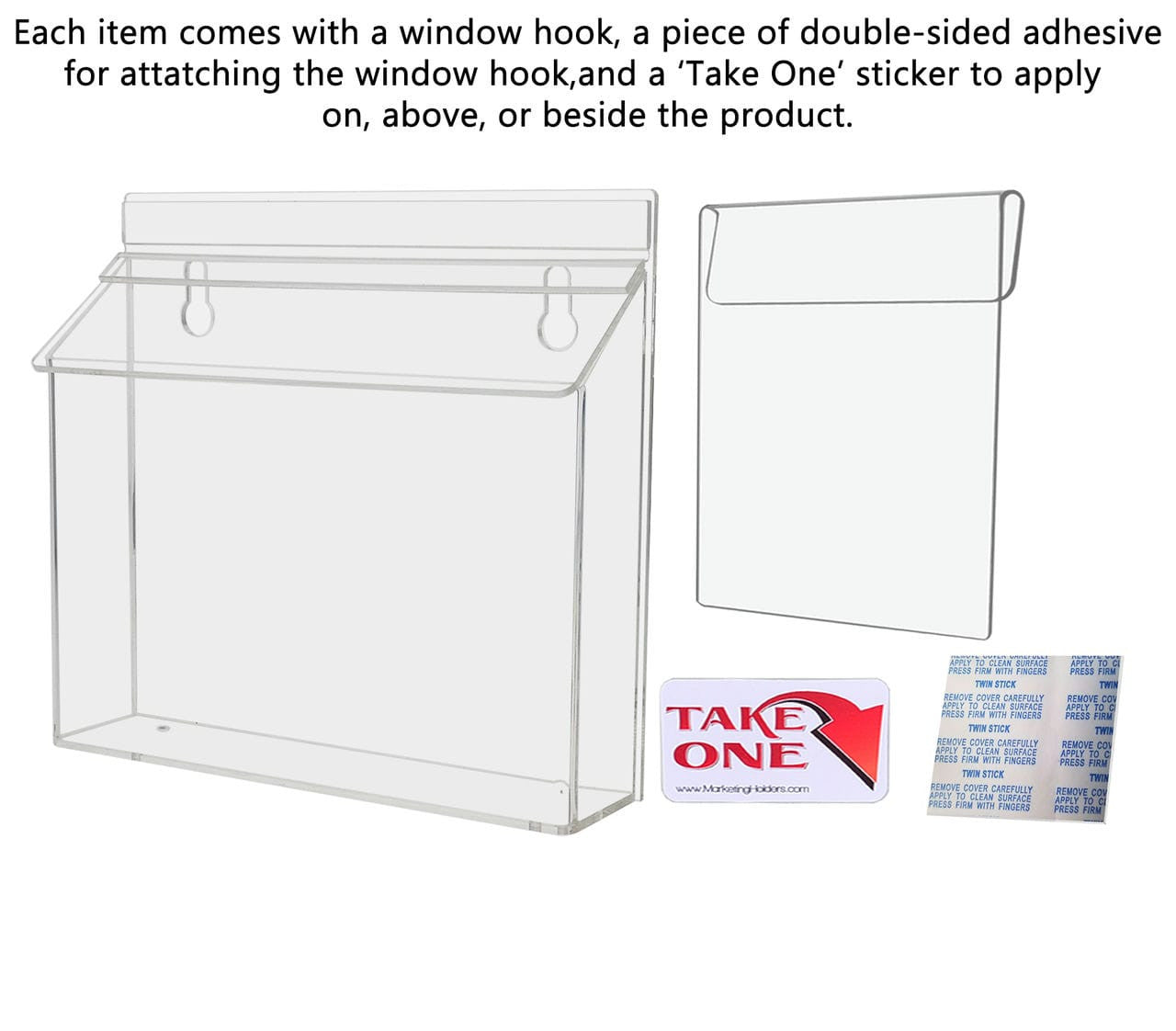 9"W x 6"H Outdoor Window Hook Bifold Holder Brochure Box