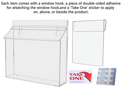 9"W x 6"H Outdoor Window Hook Bifold Holder Brochure Box