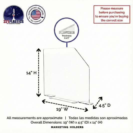 19"W x 14"H Splash Guard with Feet Acrylic Sink Barrier
