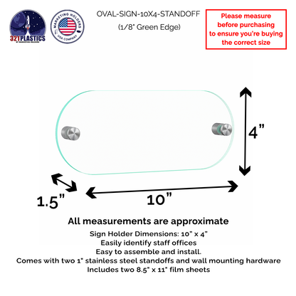 10" x  4" Wall Sign Holder Euro Style With Stainless Standoffs