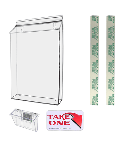 8.5"W x 11"H Outdoor Flyer Holder Wall Brochure Bin with Card Box