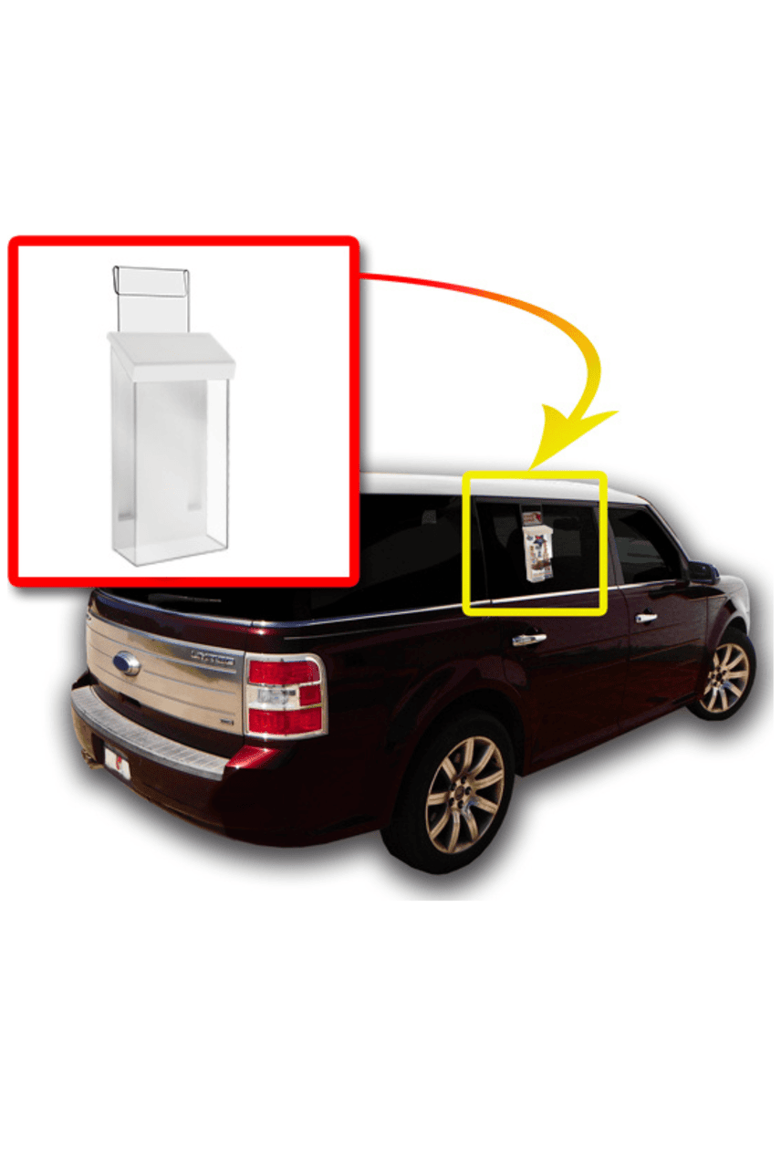 4"W x 9"H Outdoor Window Hook Brochure Holder Trifold Box