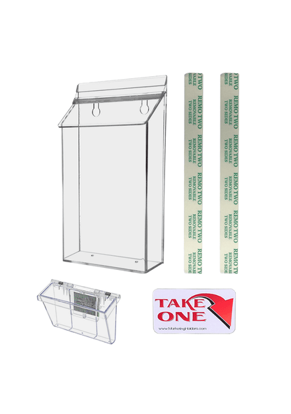 6"W x 9"H Outdoor Bifold Holder Wall Brochure Bin with Card Box