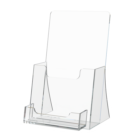 4.25"W Trifold Brochure Rack Card Stand with Business Card Slot