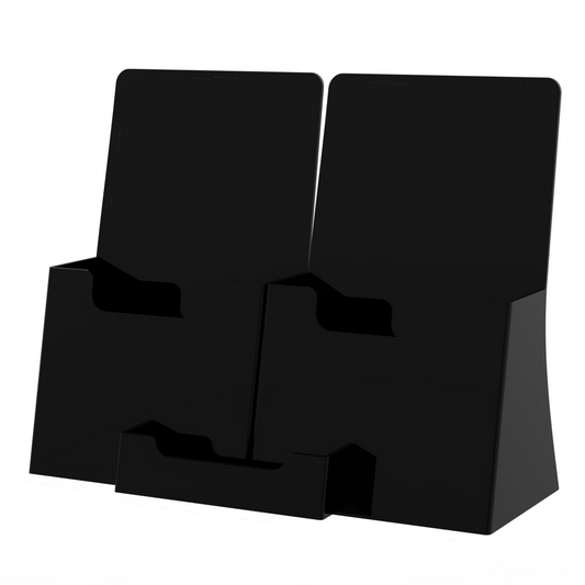 Two Pocket Brochure Stand for 4.25"W Trifolds with Card Pocket