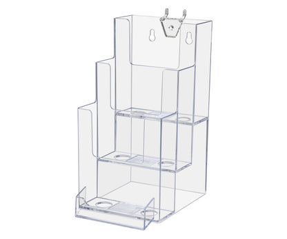 Pegboard 4"W Trifold Brochure Display Rack with Card Pocket
