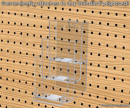 Pegboard 4"W Trifold Brochure Display Rack with Card Pocket