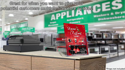 5.5"W Bifold Brochure Holder Display with Business Card Pocket