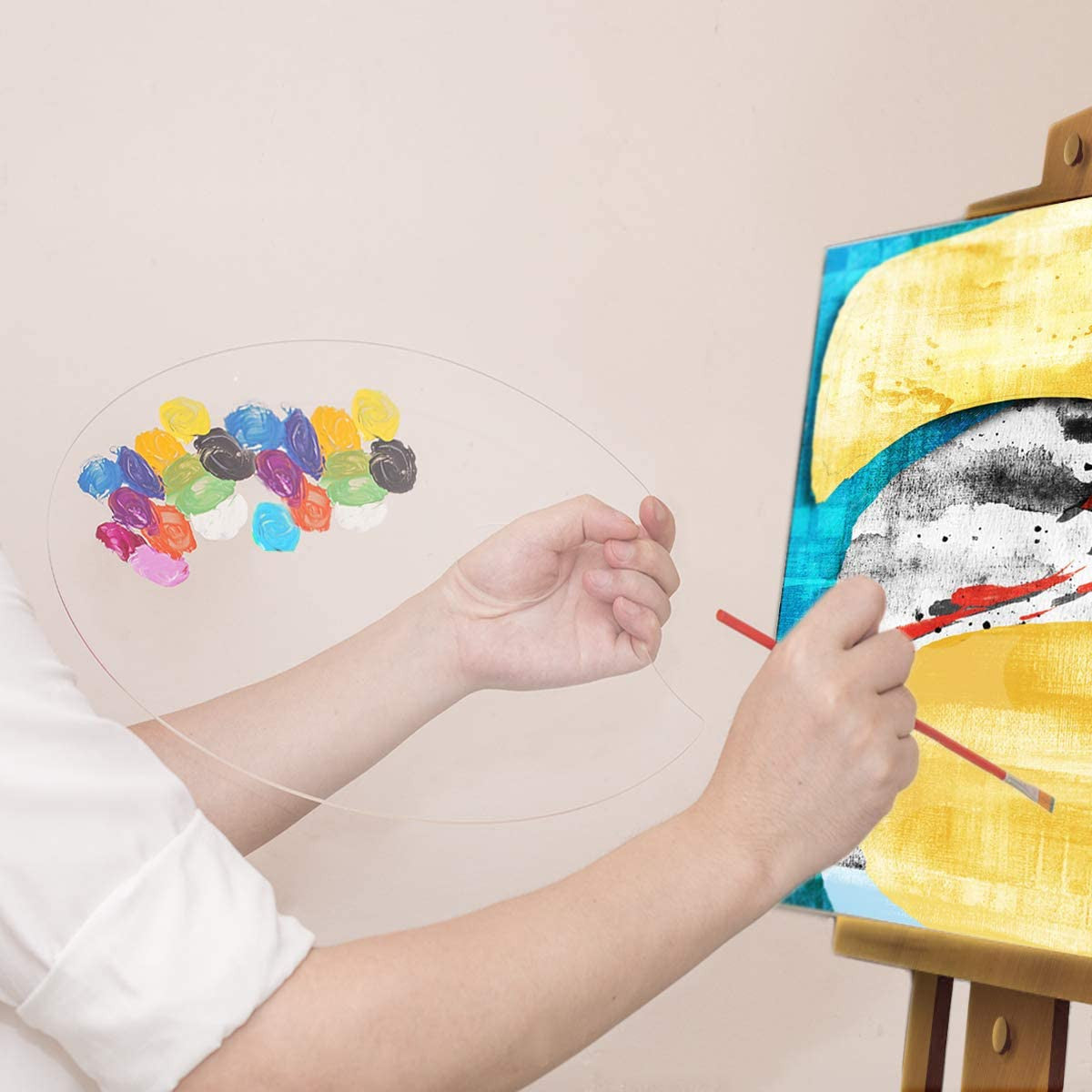 Acrylic Paint Palette 9"W Mixing Tray with Thumb Hole