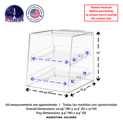 Bakery Pastry Display Cabinet 10.25" x 11.5" x 11" with 2 Trays