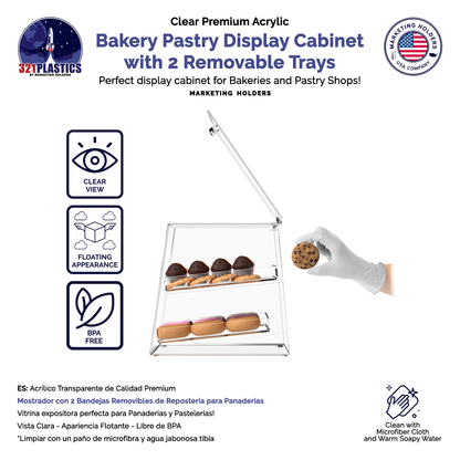 Bakery Pastry Display Cabinet 10.25" x 11.5" x 11" with 2 Trays