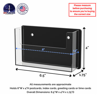Wall Single Pocket Postcard Holder for 6"W Advertising Literature