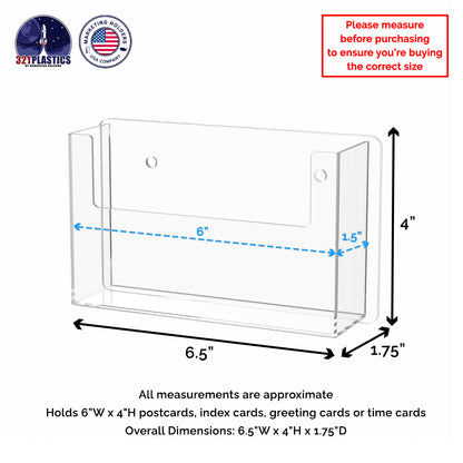 Wall Single Pocket Postcard Holder for 6"W Advertising Literature
