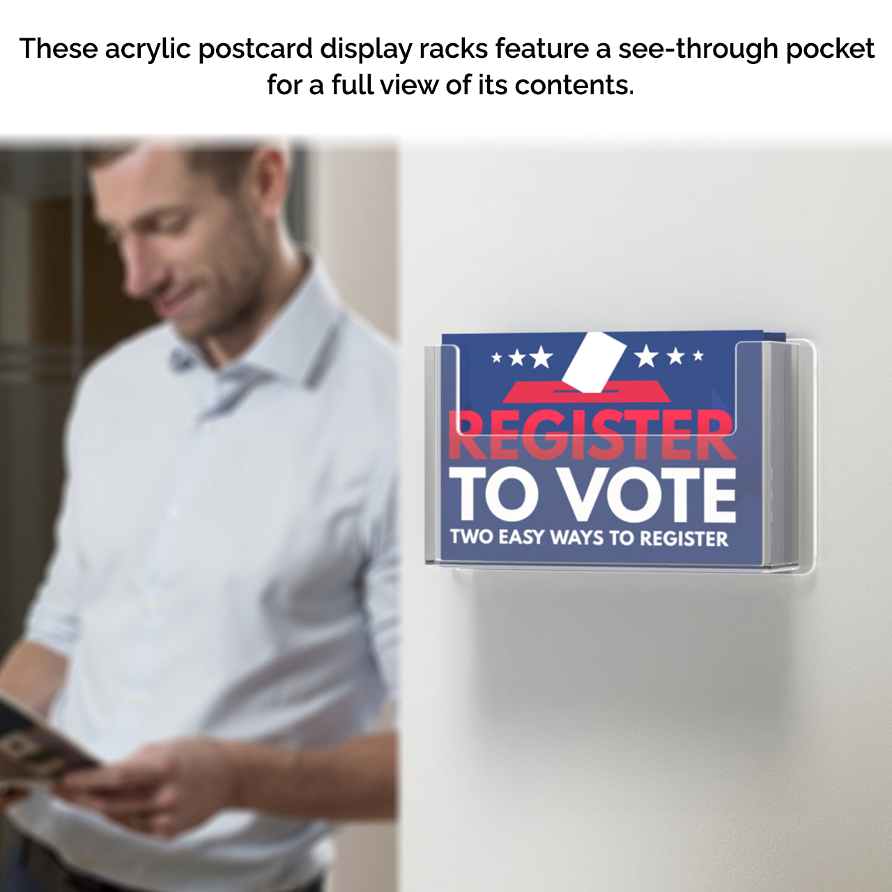 Wall Single Pocket Postcard Holder for 6"W Advertising Literature