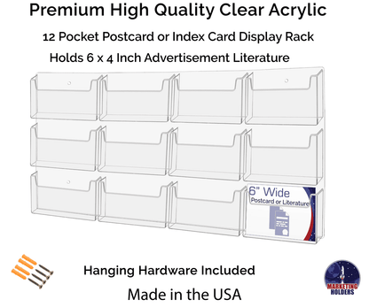 Wall Postcard Holder Organizer 12 Pocket for 6"W Advertisements