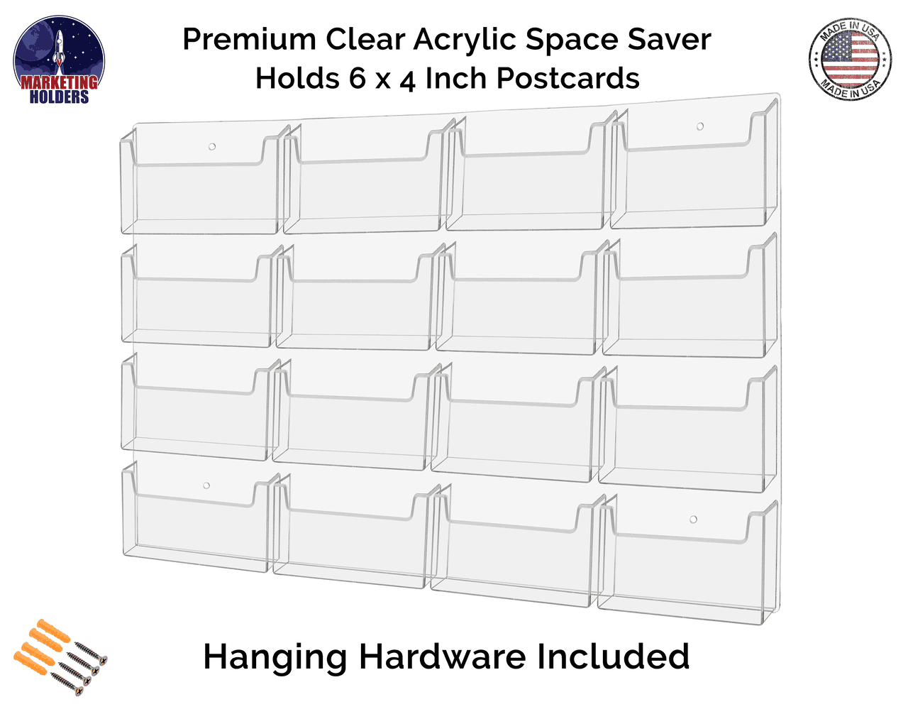 Sixteen Pocket Postcard Holder for 6"W Advertising Literature