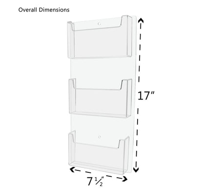 Wall 3 Pocket Postcard Holder for 6"W Advertising Literature