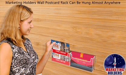 Wall Two Pocket Postcard Holder for 6"W Advertising Literature
