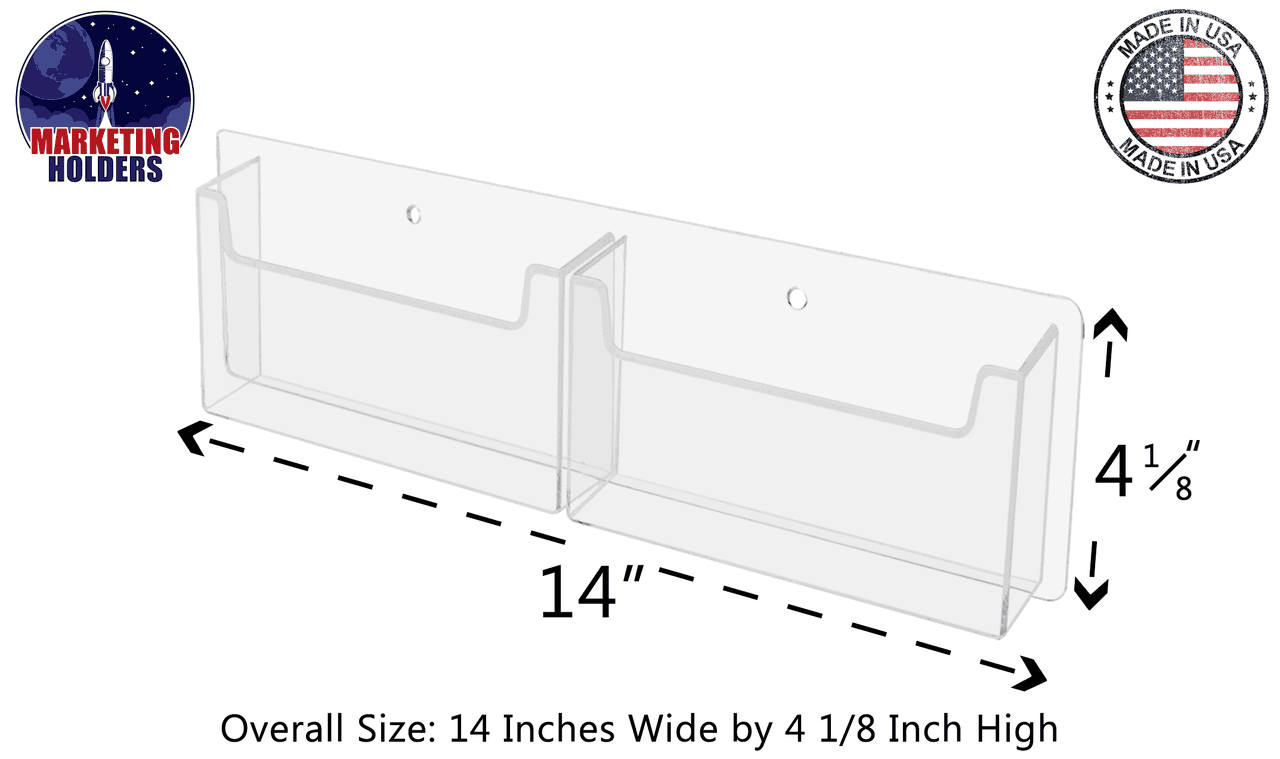 Wall Two Pocket Postcard Holder for 6"W Advertising Literature