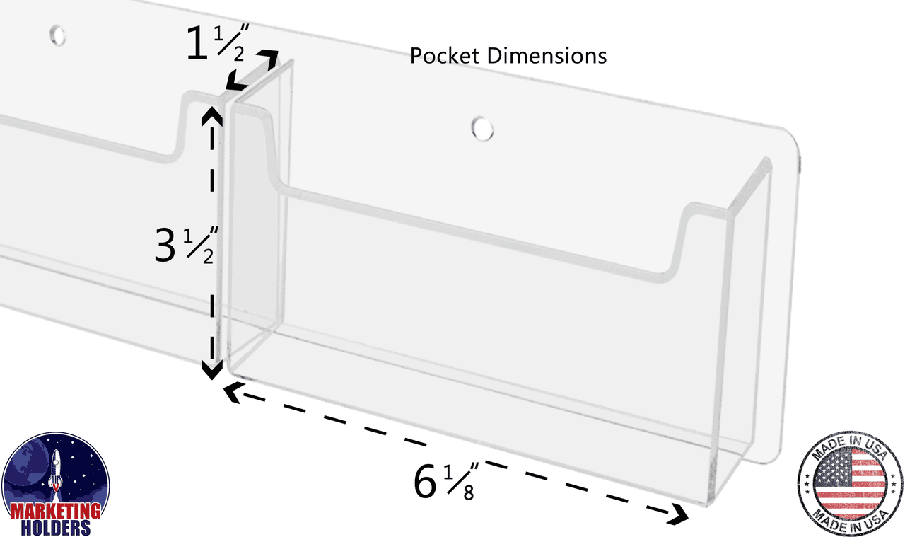 Wall Two Pocket Postcard Holder for 6"W Advertising Literature