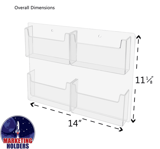 Four Pocket Postcard Holder for 6"W Advertising Literature