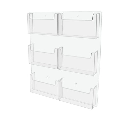 Wall 6 Pocket Postcard Holder for 6"W Advertising Literature