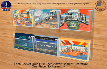 Wall Postcard Holder 6 Pocket Organizer for 6"W Advertisements
