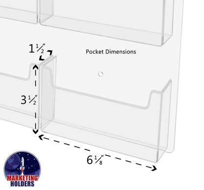 Wall 9 Pocket Postcard Holder for 6"W Advertising Literature