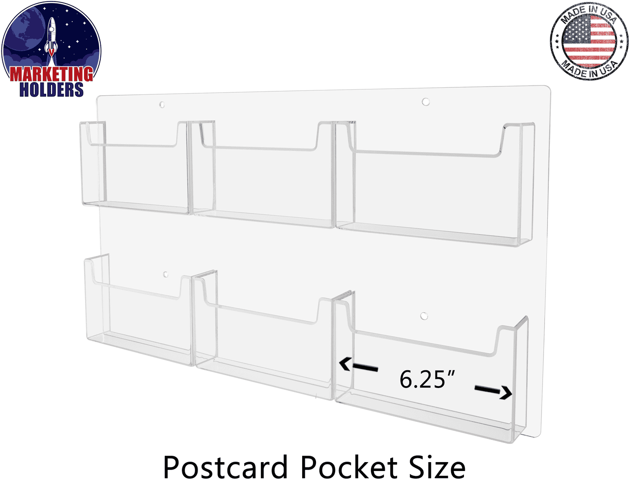 Wall Postcard Holder 6 Pocket Organizer for 6"W Advertisements