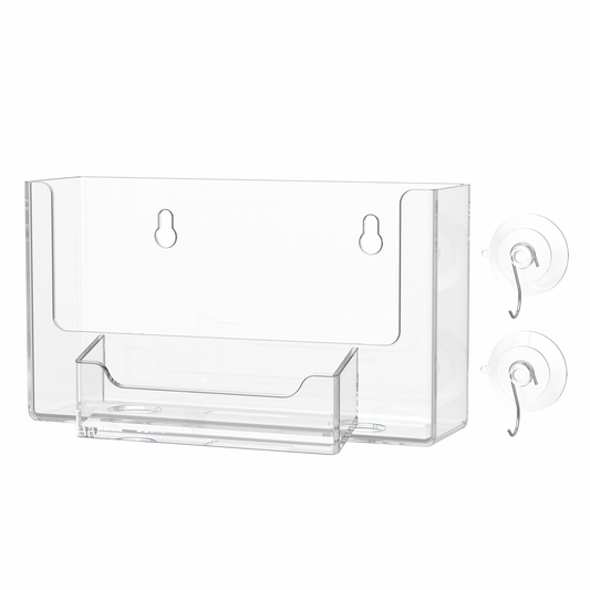 Suction Cup 6"W Postcard Holder with Card Pocket and Window Hooks