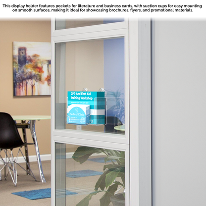 Suction Cup 6"W Postcard Holder with Card Pocket and Window Hooks